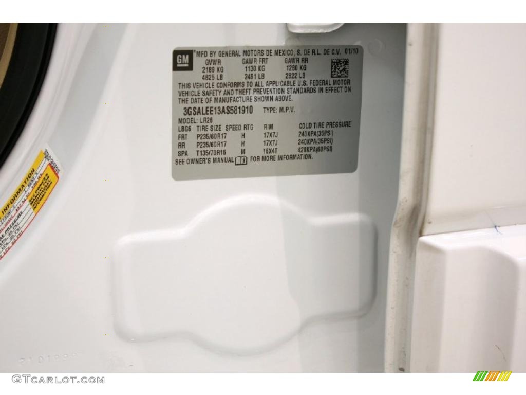 2010 Saturn VUE XR Info Tag Photo #38703123
