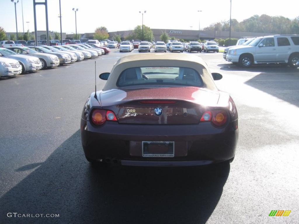 2004 Z4 2.5i Roadster - Merlot Red Metallic / Beige photo #4