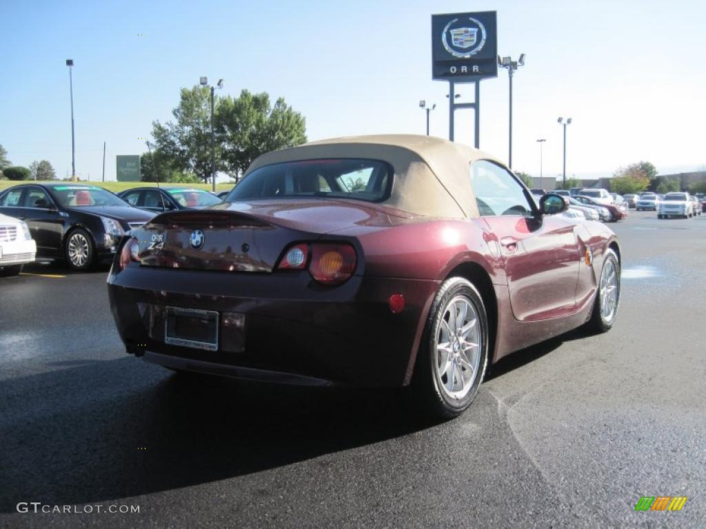 2004 Z4 2.5i Roadster - Merlot Red Metallic / Beige photo #5