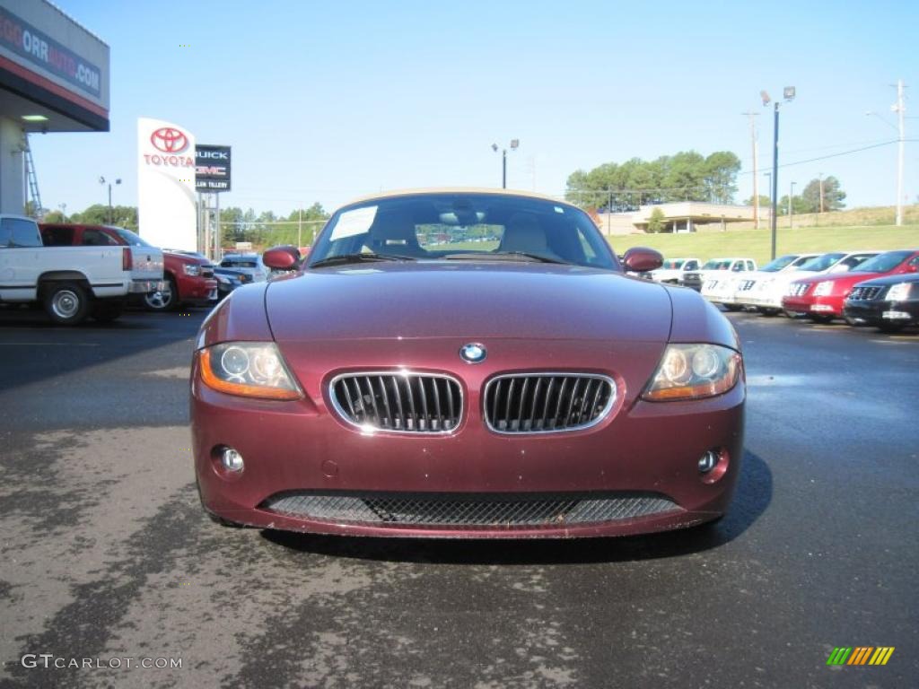 2004 Z4 2.5i Roadster - Merlot Red Metallic / Beige photo #8