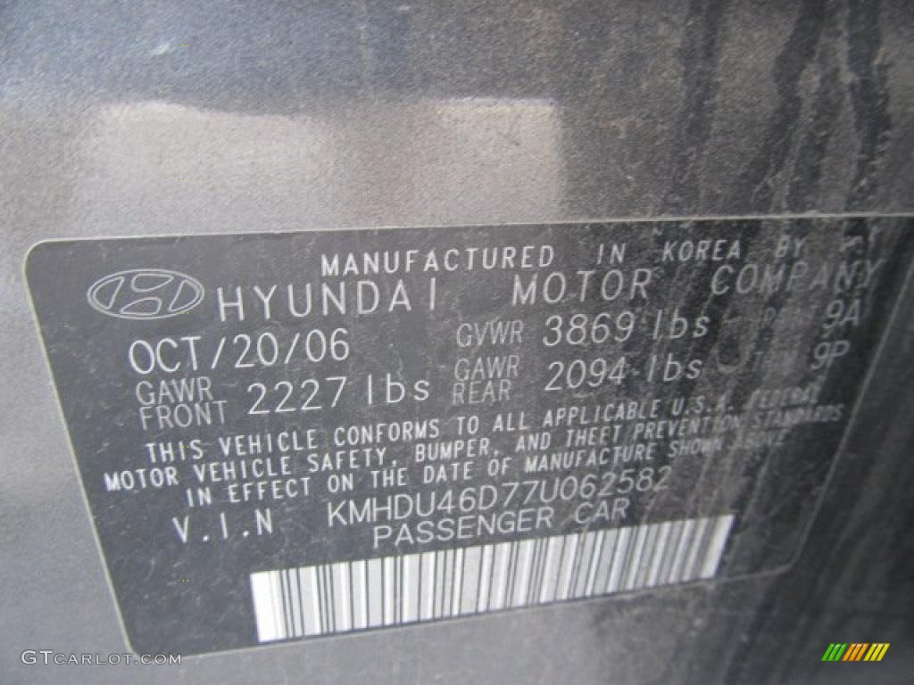2007 Elantra Color Code 9A for Carbon Gray Photo #38715215