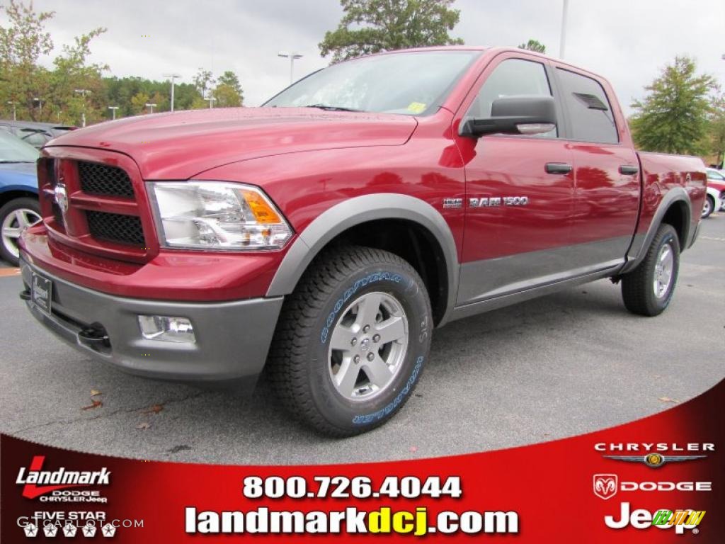 2011 Ram 1500 SLT Outdoorsman Crew Cab 4x4 - Deep Cherry Red Crystal Pearl / Dark Slate Gray/Medium Graystone photo #1
