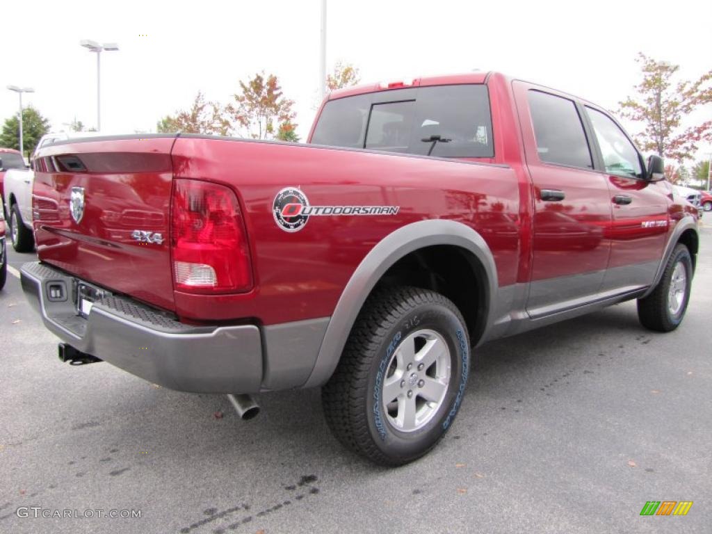 2011 Ram 1500 SLT Outdoorsman Crew Cab 4x4 - Deep Cherry Red Crystal Pearl / Dark Slate Gray/Medium Graystone photo #3