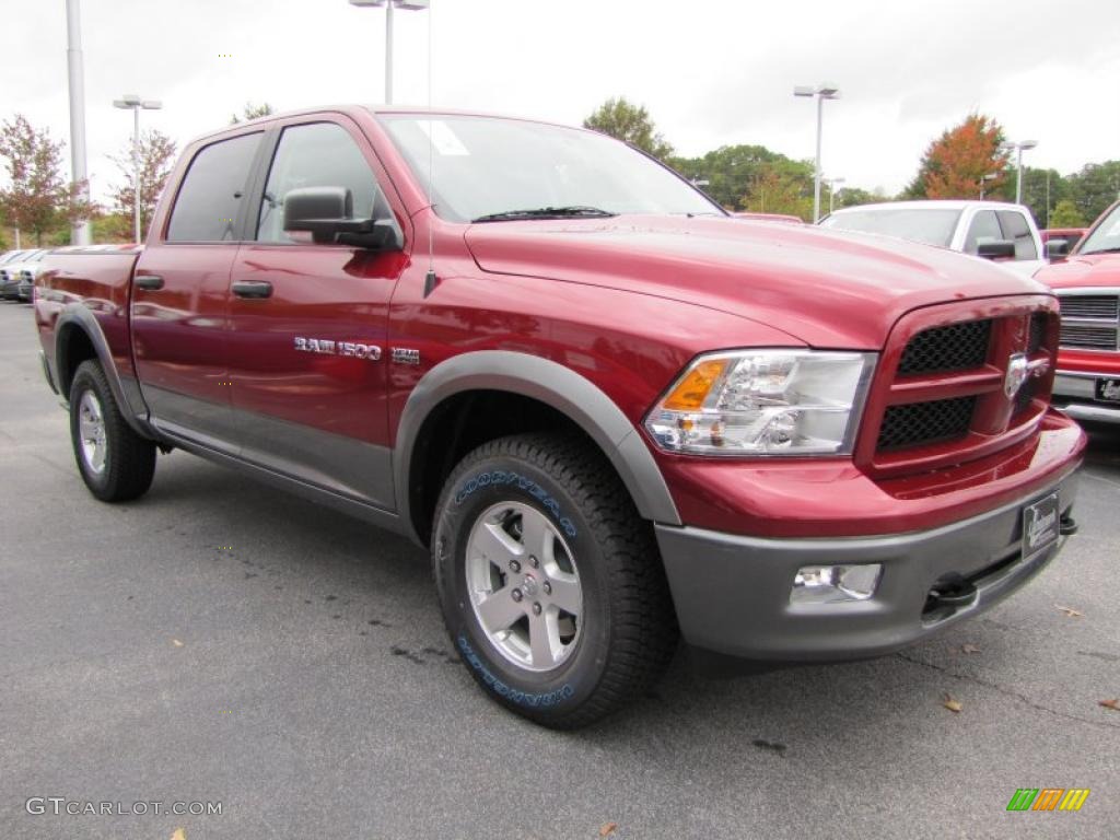 2011 Ram 1500 SLT Outdoorsman Crew Cab 4x4 - Deep Cherry Red Crystal Pearl / Dark Slate Gray/Medium Graystone photo #4