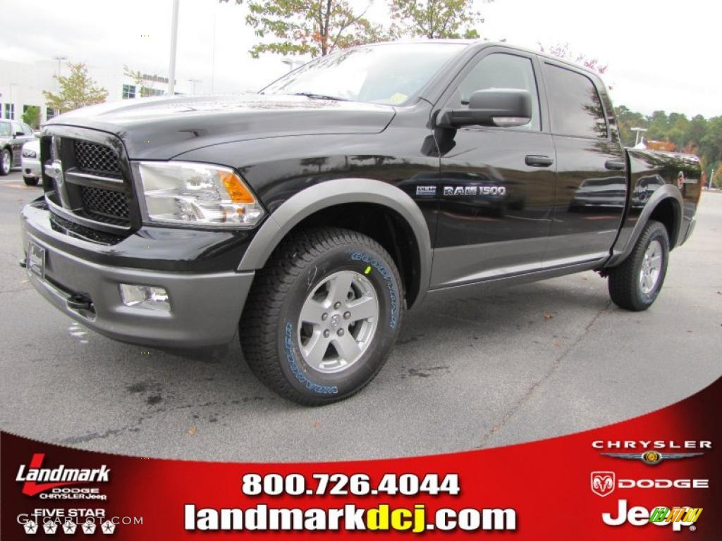 2011 Ram 1500 SLT Outdoorsman Crew Cab 4x4 - Brilliant Black Crystal Pearl / Dark Slate Gray/Medium Graystone photo #1