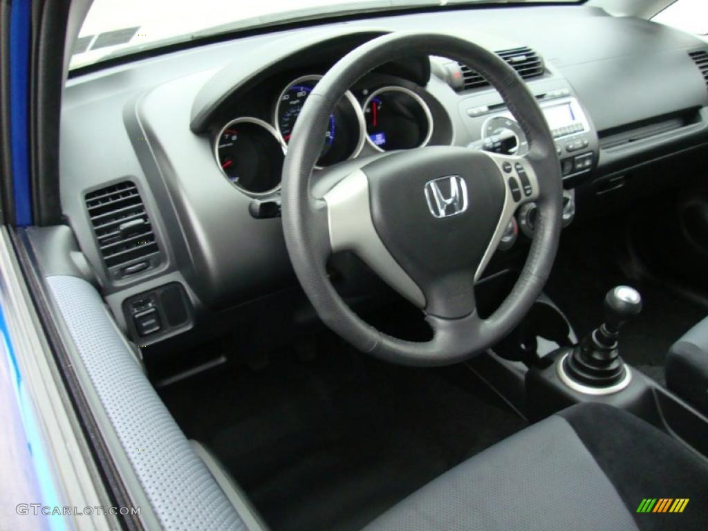 Black/Grey Interior 2008 Honda Fit Sport Photo #38717635