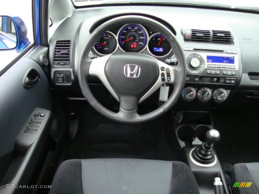 2008 Honda Fit Sport Black/Grey Steering Wheel Photo #38717871