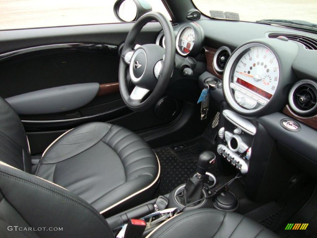 Lounge Carbon Black Leather Interior 2010 Mini Cooper S Convertible Photo #38721055