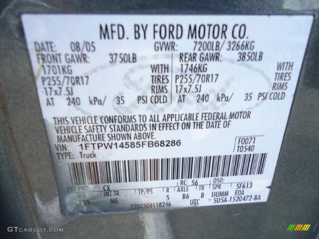 2005 F150 XLT SuperCrew 4x4 - Dark Shadow Grey Metallic / Medium Flint Grey photo #36