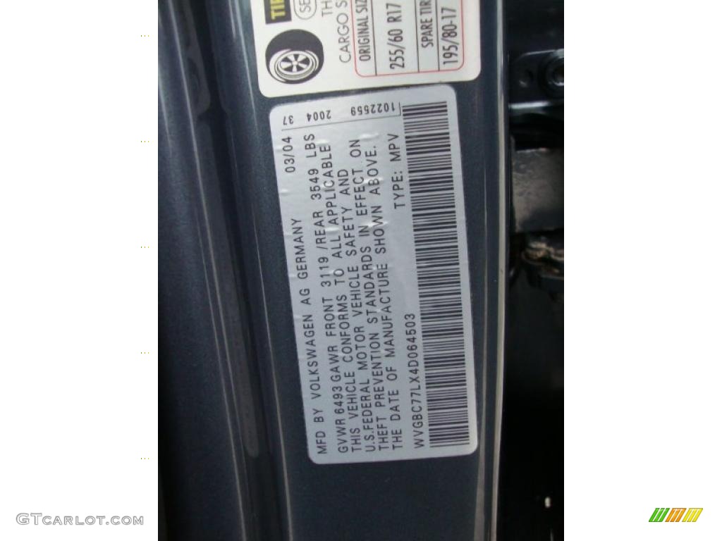 2004 Volkswagen Touareg V6 Info Tag Photo #38724215