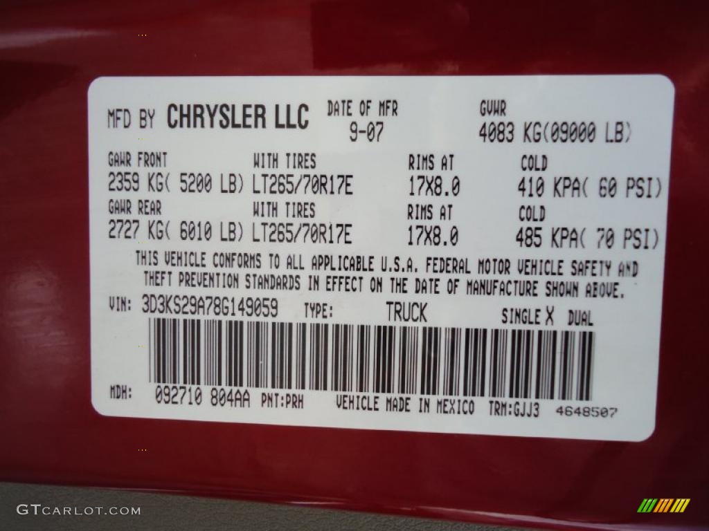 2008 Dodge Ram 2500 Laramie Mega Cab 4x4 Info Tag Photos