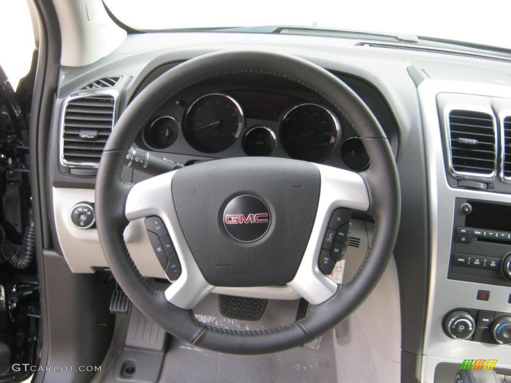 2011 GMC Acadia SLE Light Titanium Steering Wheel Photo #38728163