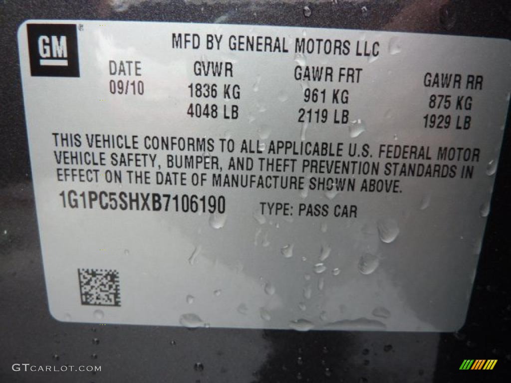 2011 Chevrolet Cruze LS Info Tag Photo #38728331