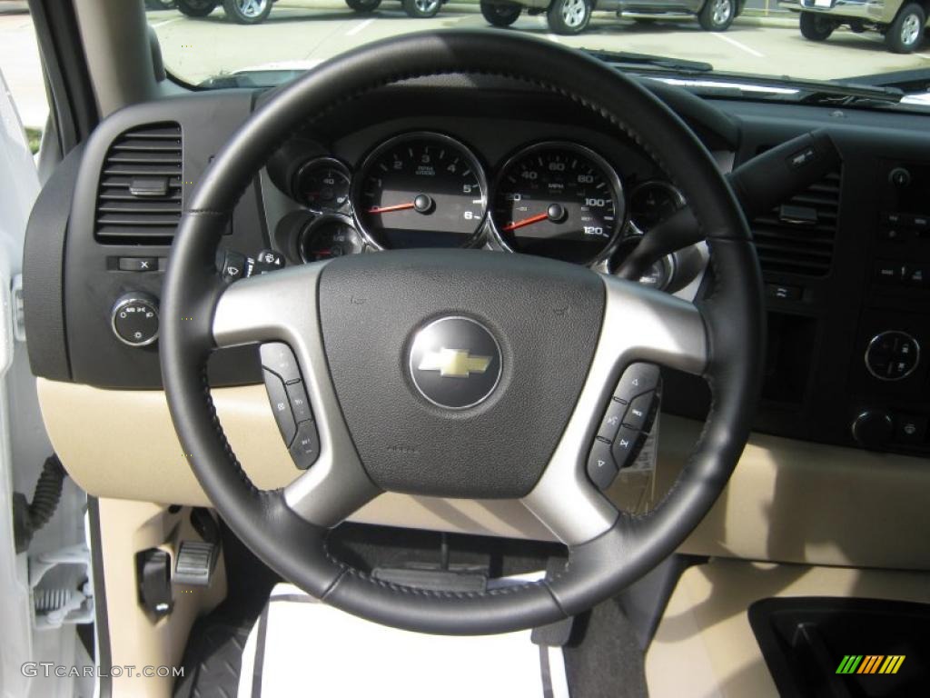 2008 Chevrolet Silverado 1500 LT Extended Cab Light Cashmere/Ebony Accents Steering Wheel Photo #38730743