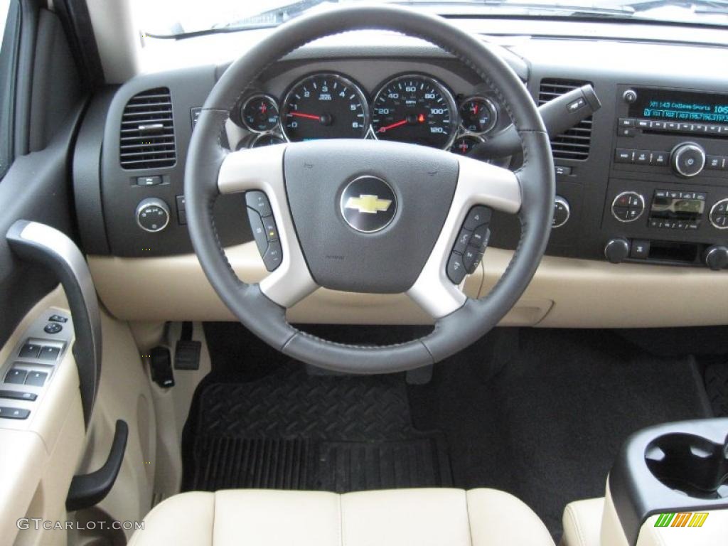 2010 Chevrolet Silverado 1500 LT Crew Cab 4x4 Light Cashmere/Ebony Steering Wheel Photo #38731539