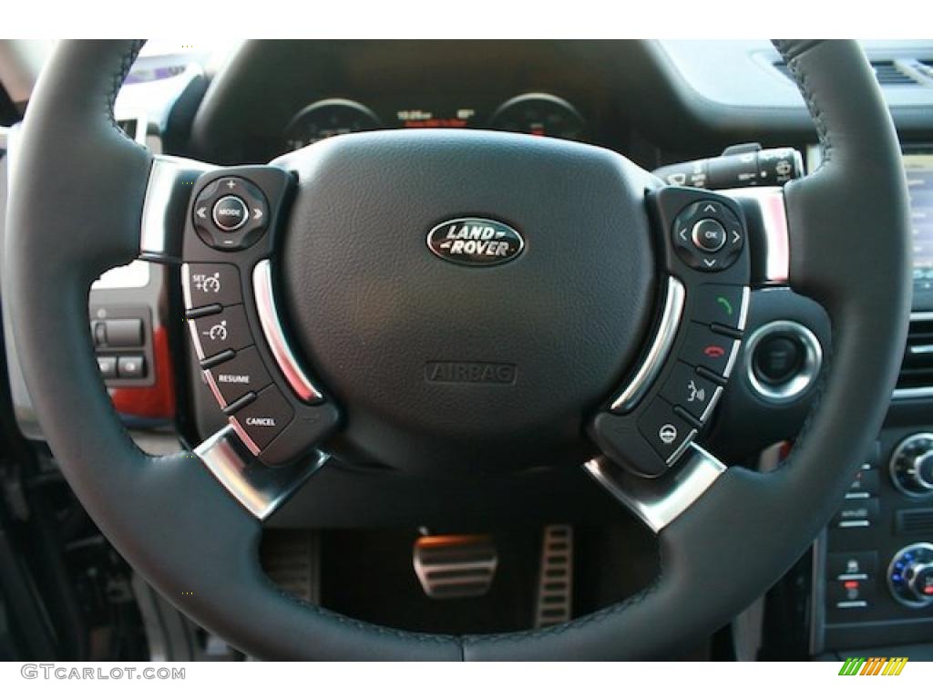 2011 Land Rover Range Rover Supercharged Jet Black/Jet Black Steering Wheel Photo #38743500
