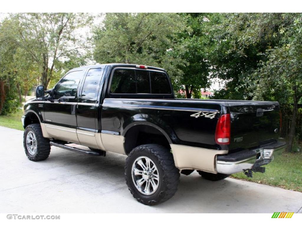 2000 F250 Super Duty Lariat Extended Cab 4x4 - Black / Medium Parchment photo #6