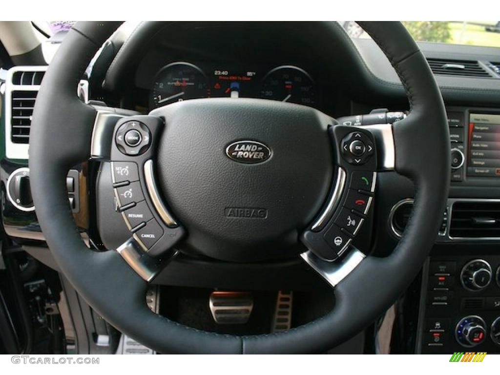 2011 Land Rover Range Rover Supercharged Jet Black/Jet Black Steering Wheel Photo #38743888
