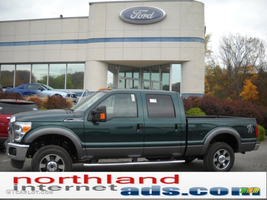 2011 F250 Super Duty Lariat Crew Cab 4x4 - Forest Green Metallic / Black Two Tone Leather photo #1