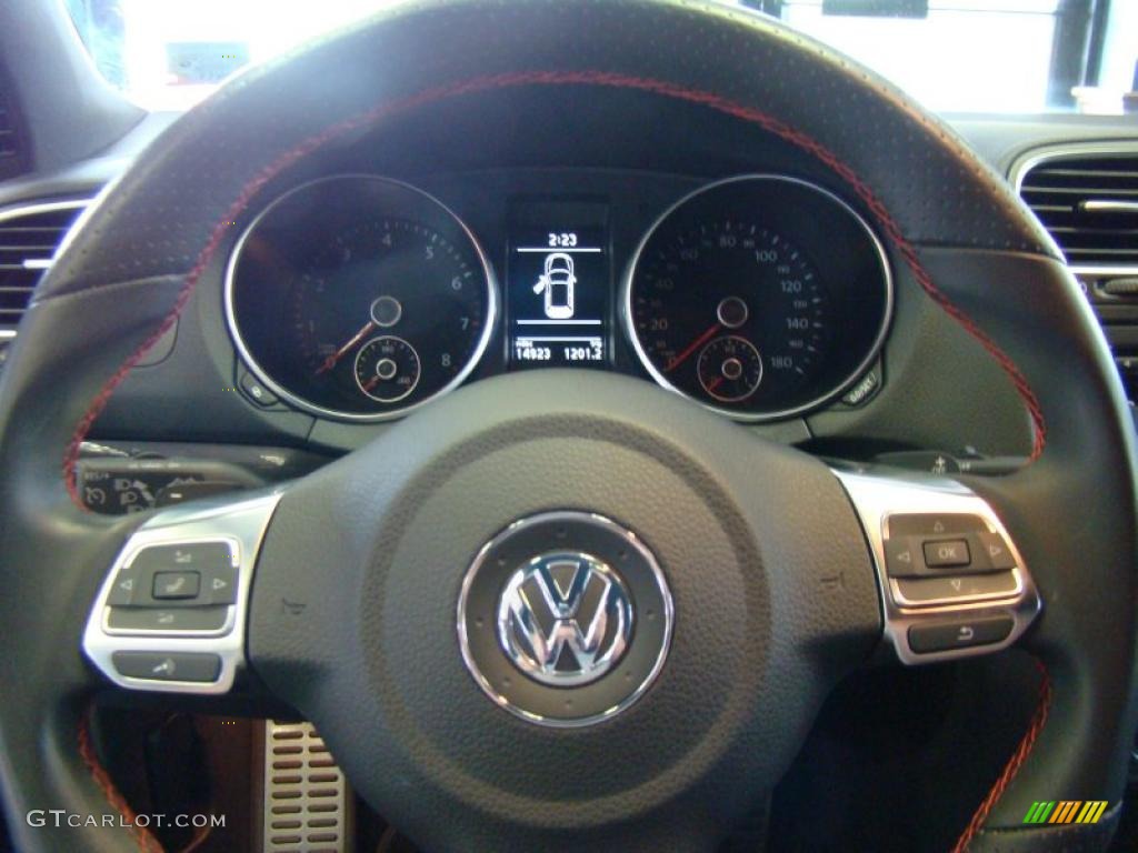 2010 Volkswagen GTI 4 Door Titan Black Leather Steering Wheel Photo #38750208