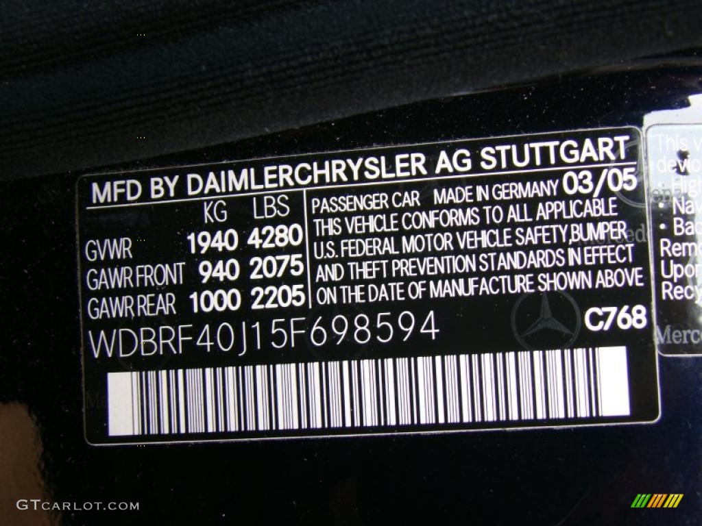 2005 C Color Code 768 for Diamond Black Metallic Photo #38753192