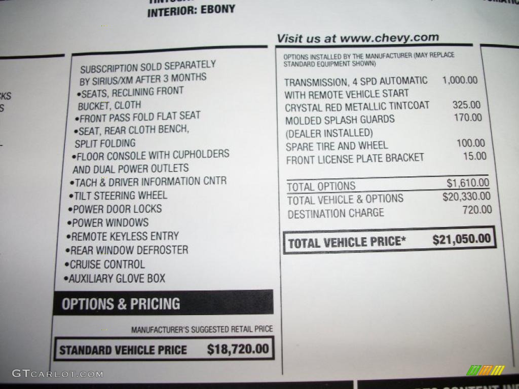 2011 Chevrolet HHR LS Window Sticker Photos