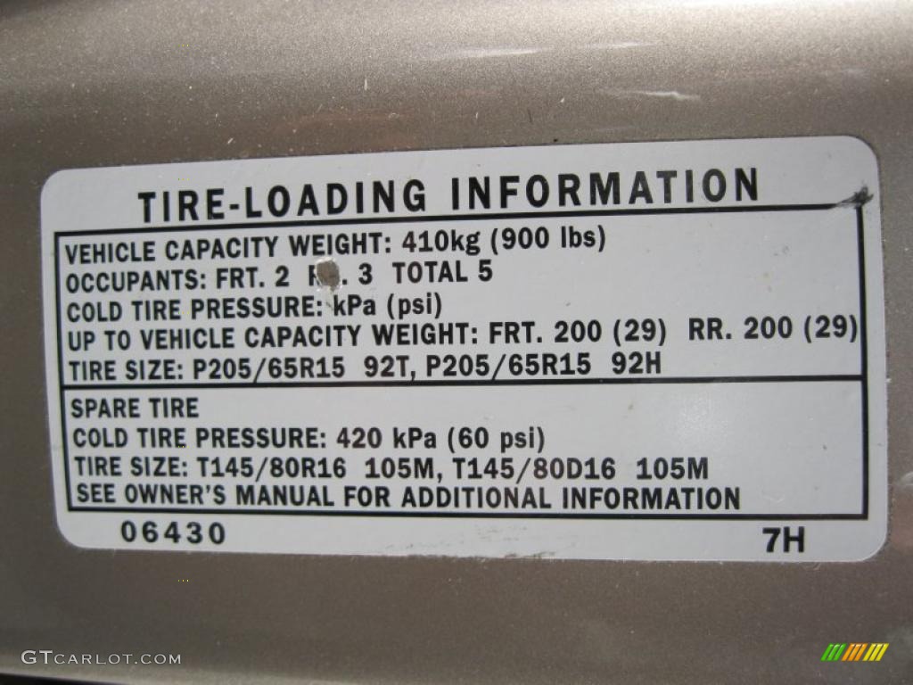 2003 Toyota Camry LE Info Tag Photos