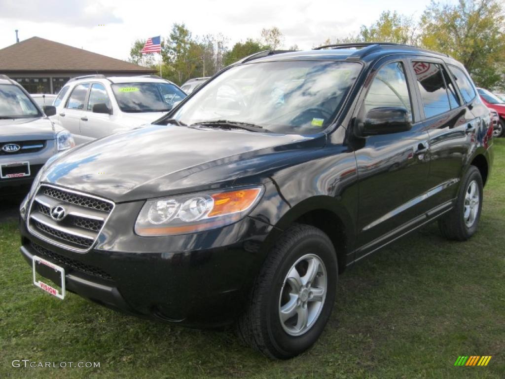 2007 Santa Fe GLS 4WD - Ebony Black / Gray photo #1