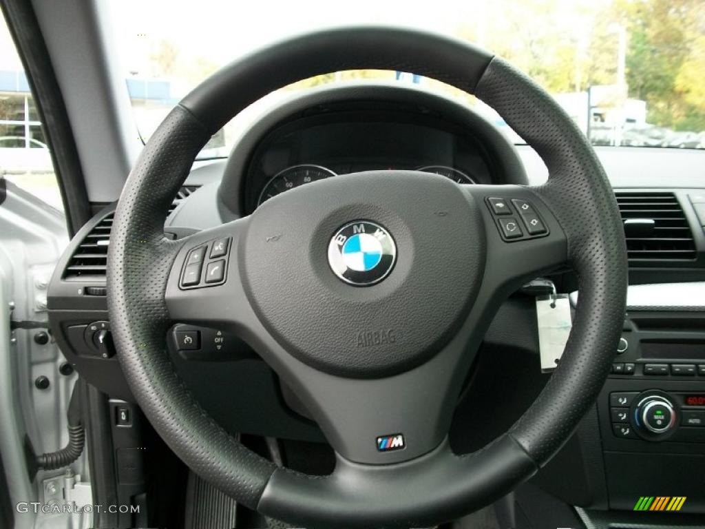 2008 BMW 1 Series 135i Coupe Black Steering Wheel Photo #38759300