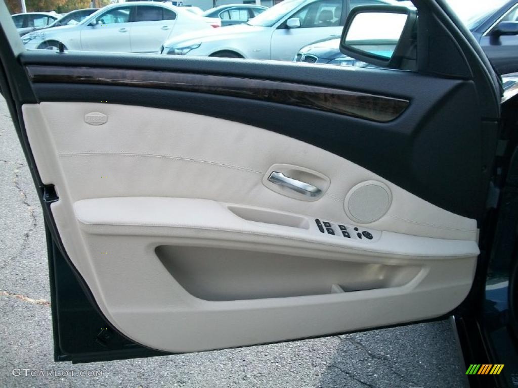 2008 BMW 5 Series 535xi Sedan Cream Beige Dakota Leather Door Panel Photo #38762000