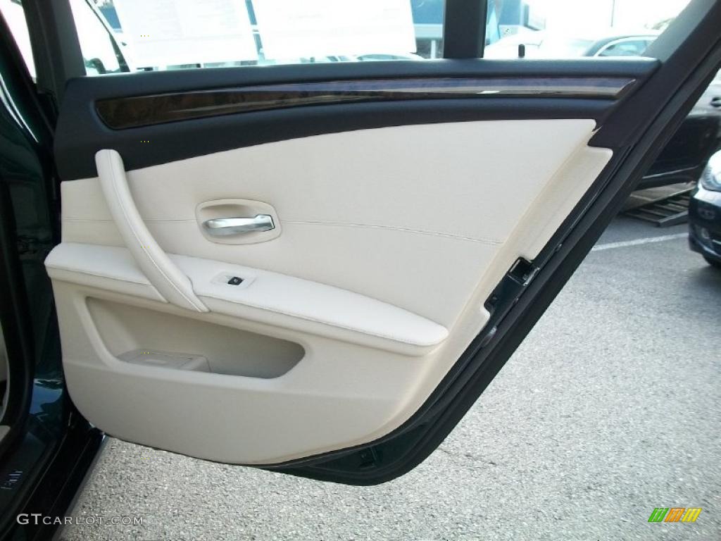 2008 BMW 5 Series 535xi Sedan Cream Beige Dakota Leather Door Panel Photo #38762196
