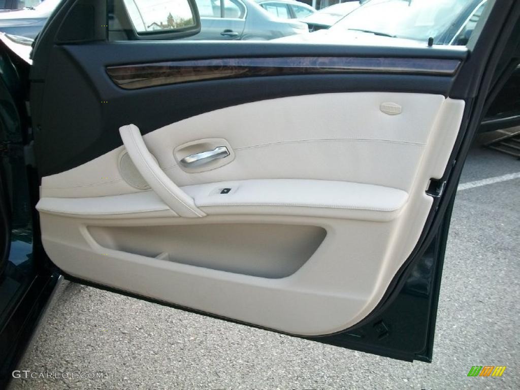 2008 BMW 5 Series 535xi Sedan Cream Beige Dakota Leather Door Panel Photo #38762228