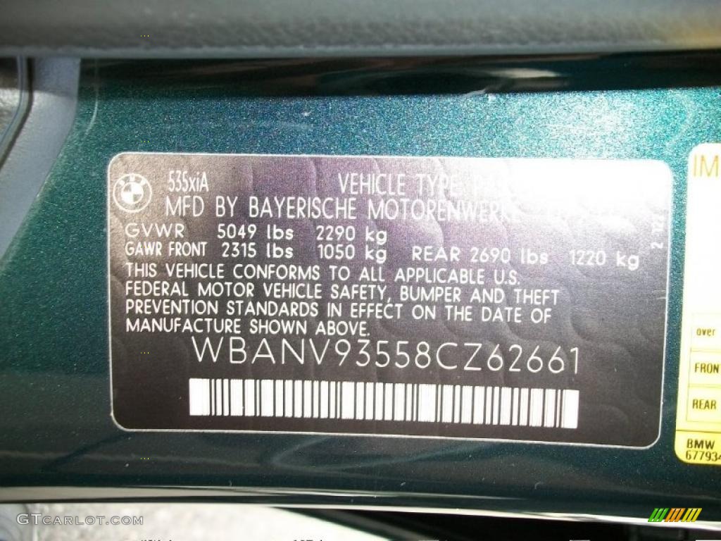 2008 BMW 5 Series 535xi Sedan Info Tag Photo #38762356