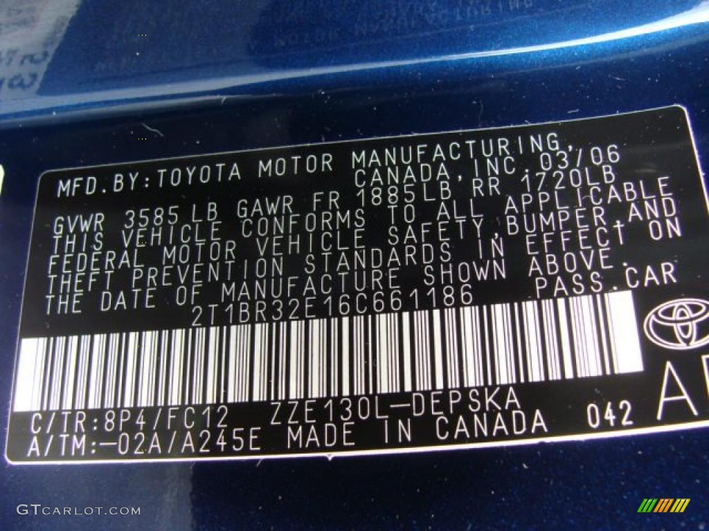 2006 Corolla S - Indigo Ink Pearl / Dark Charcoal photo #15