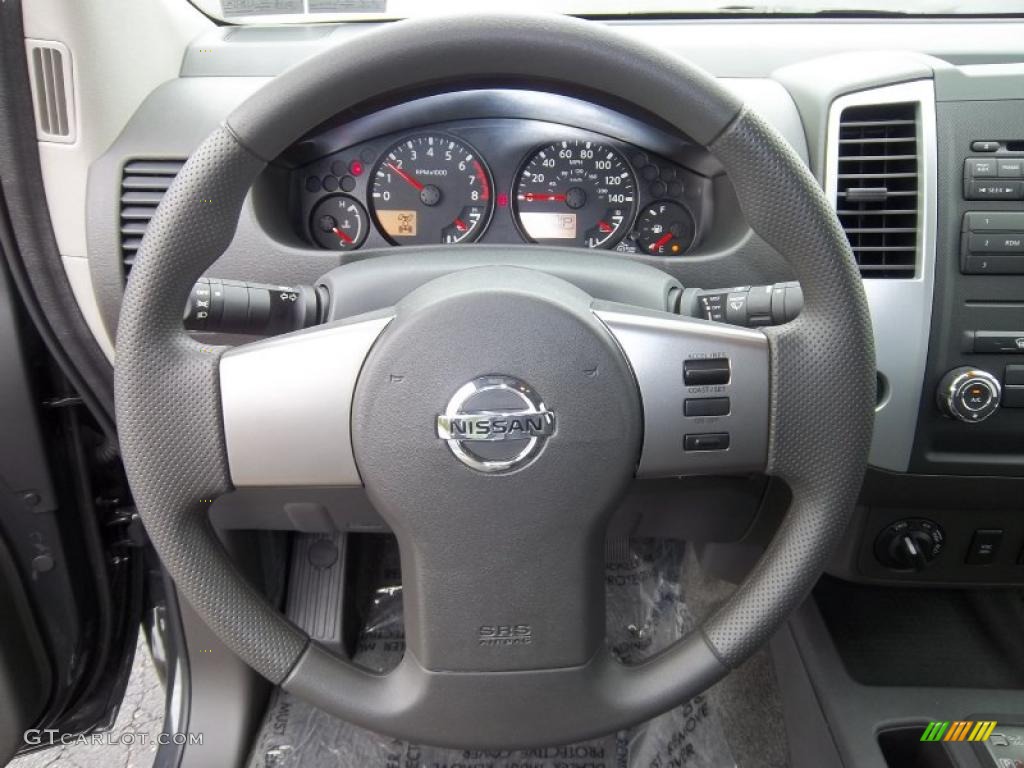 2011 Nissan Frontier SV V6 King Cab 4x4 Graphite Steering Wheel Photo #38765697