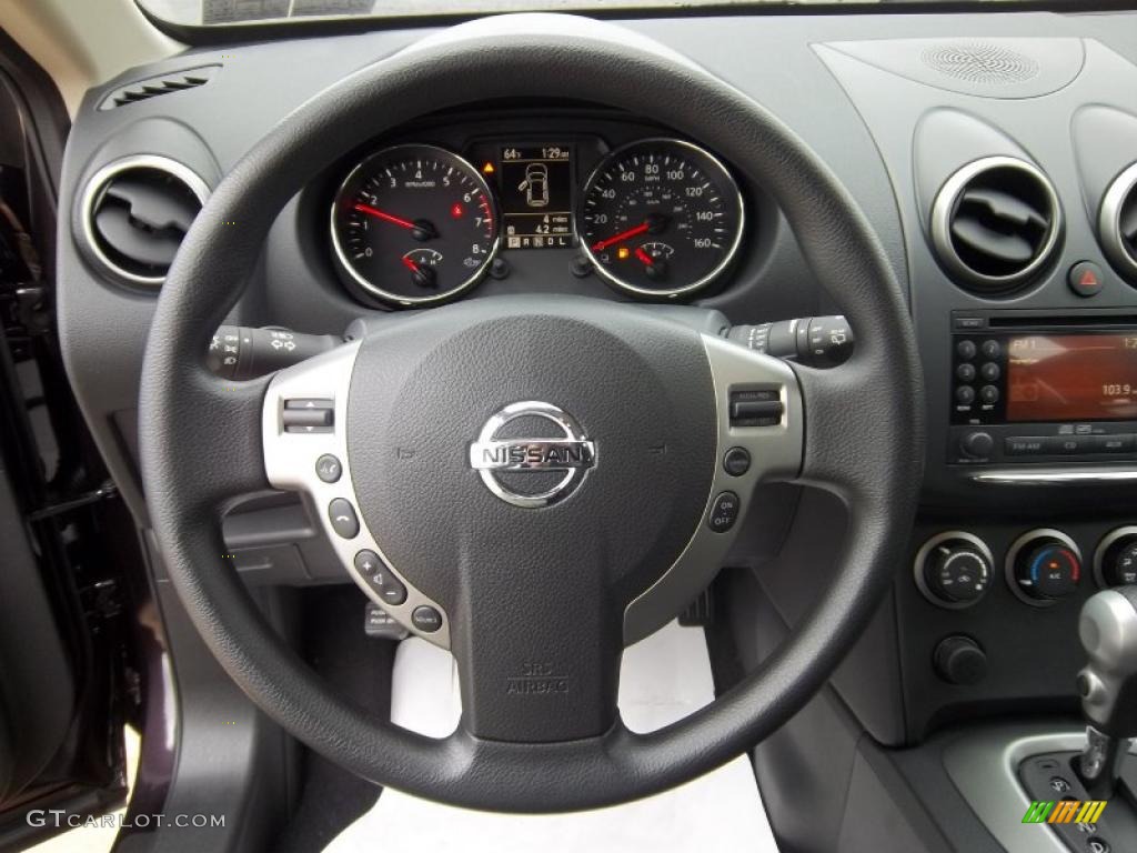 2011 Nissan Rogue SV AWD Black Steering Wheel Photo #38766511