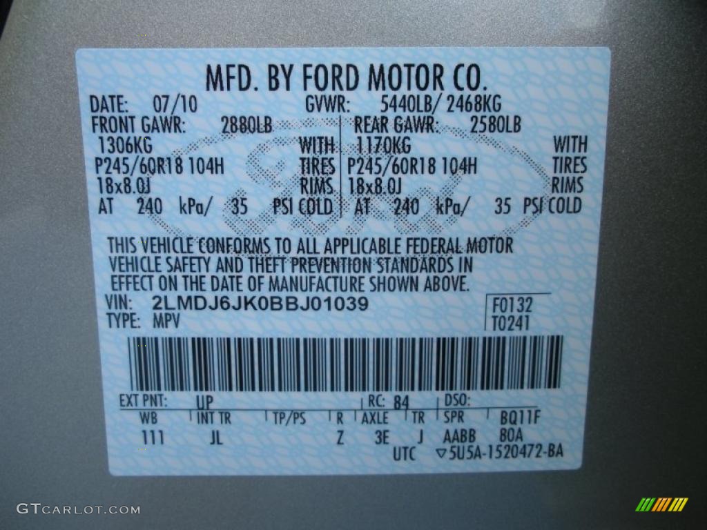 2011 MKX Color Code UP for Gold Leaf Metallic Photo #38776351
