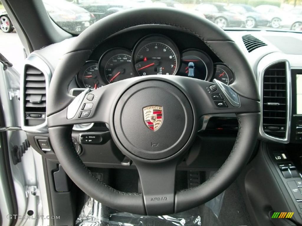2011 Porsche Cayenne Standard Cayenne Model Black Steering Wheel Photo #38779268