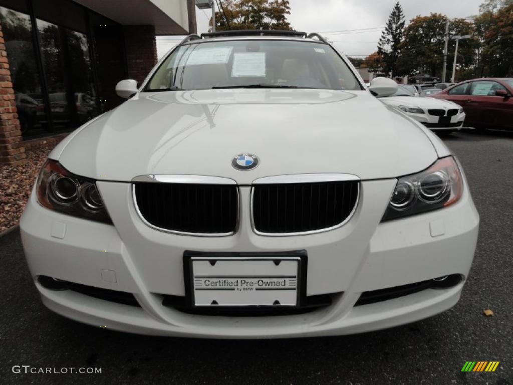 2007 3 Series 328xi Wagon - Alpine White / Beige photo #2