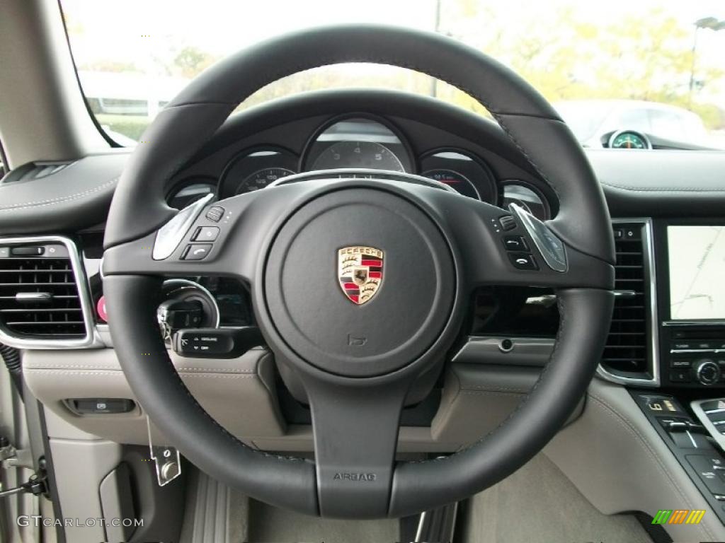 2011 Porsche Panamera 4S Platinum Grey Steering Wheel Photo #38779980