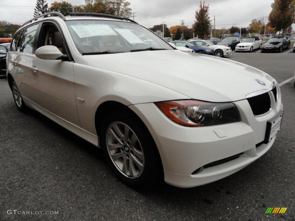 2007 3 Series 328xi Wagon - Alpine White / Beige photo #7