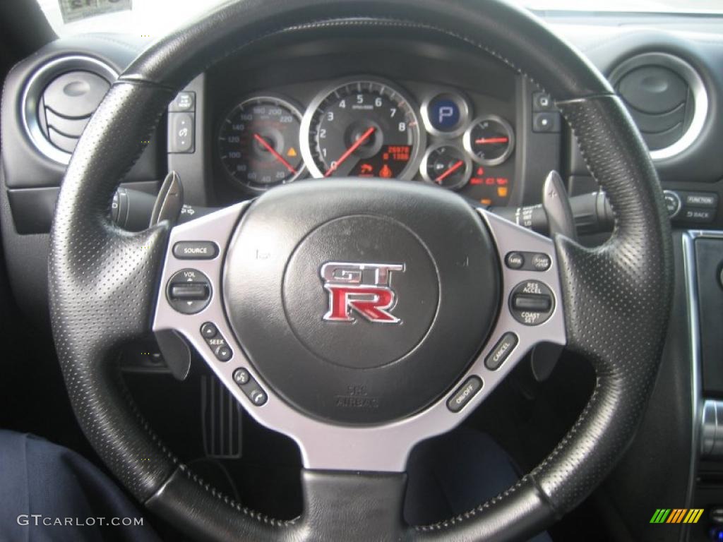 2009 Nissan GT-R Premium Gray Steering Wheel Photo #38781897