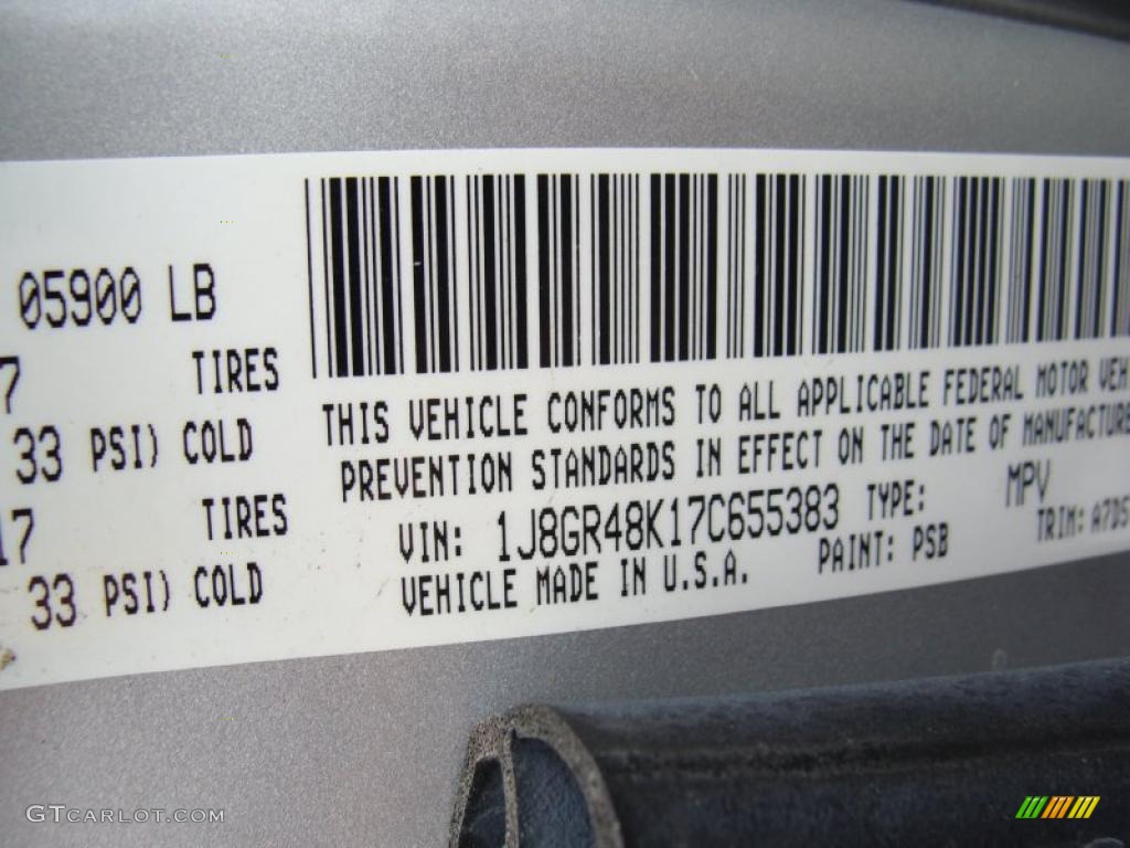 2007 Grand Cherokee Color Code PSB for Bright Silver Metallic Photo #38788806