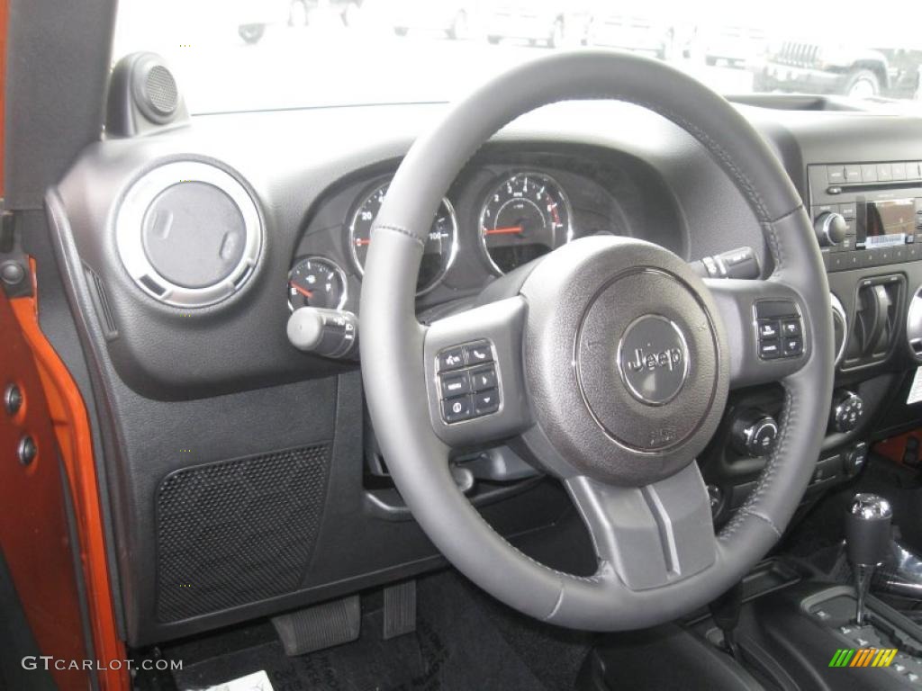 2011 Jeep Wrangler Sahara 4x4 Black Steering Wheel Photo #38789431
