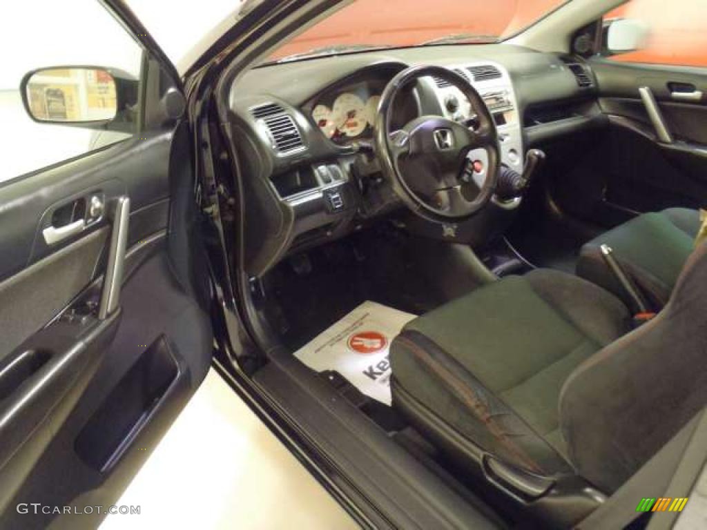 Black Interior 2003 Honda Civic Si Hatchback Photo #38797791