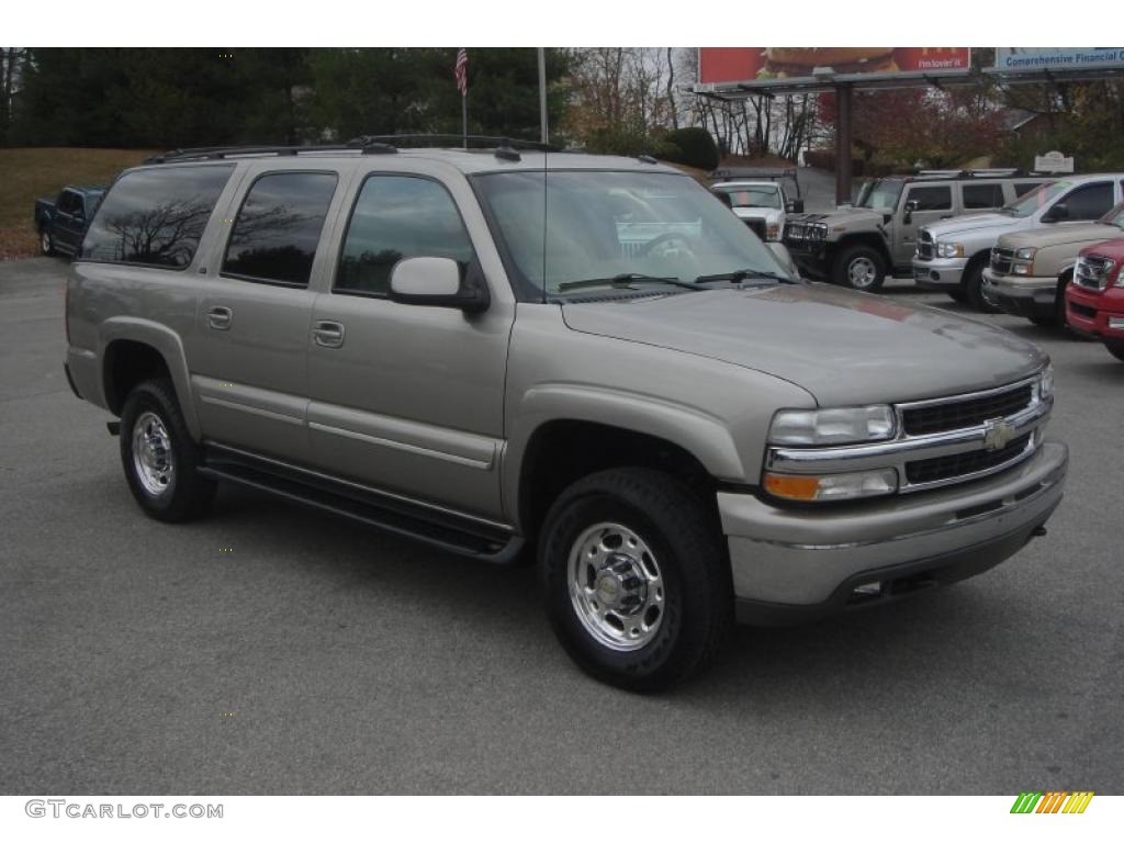 2003 Suburban 1500 LT 4x4 - Light Pewter Metallic / Tan/Neutral photo #1