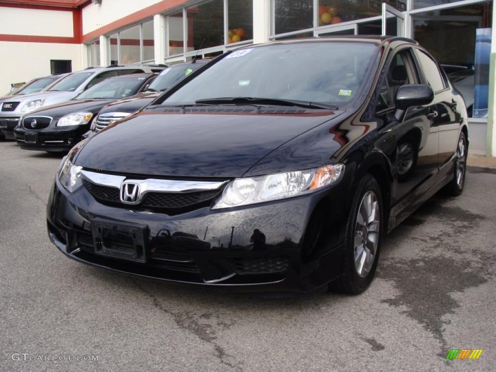 2009 Civic EX-L Sedan - Crystal Black Pearl / Gray photo #1