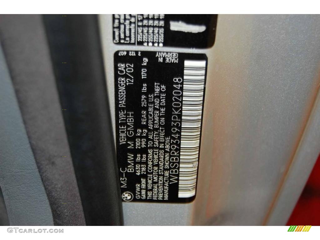 2003 BMW M3 Convertible Info Tag Photo #38811296