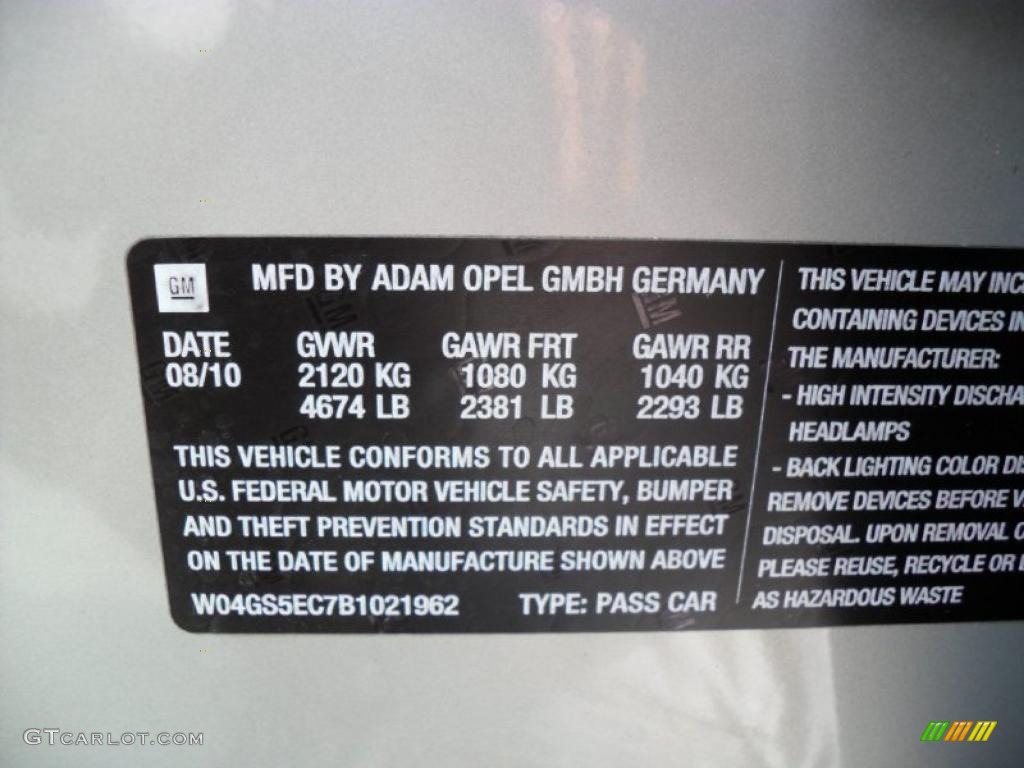 2011 Buick Regal CXL Info Tag Photo #38812552