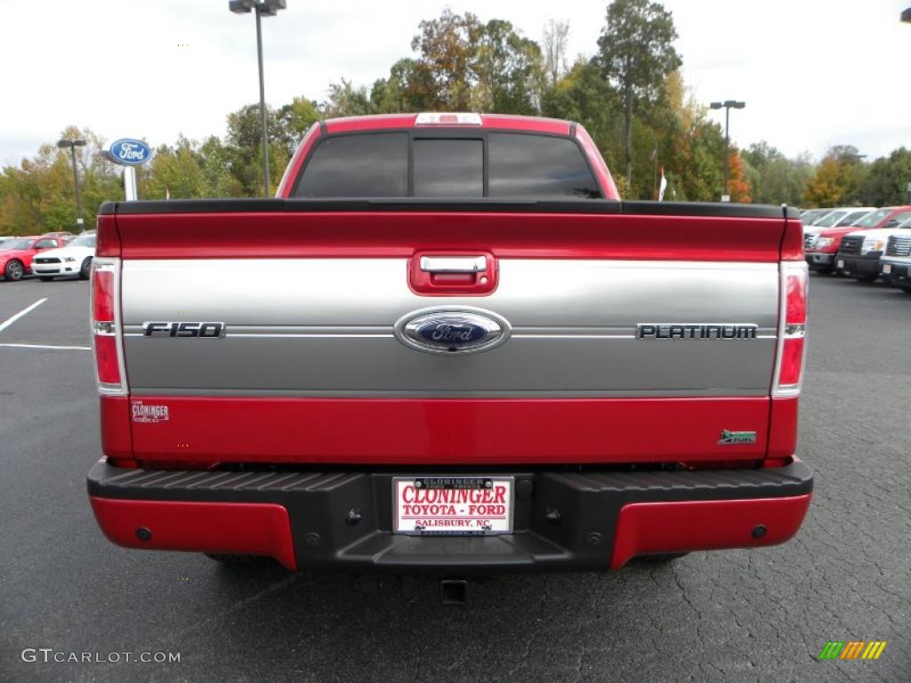 2010 F150 Platinum SuperCrew 4x4 - Red Candy Metallic / Sienna Brown Leather/Black photo #4